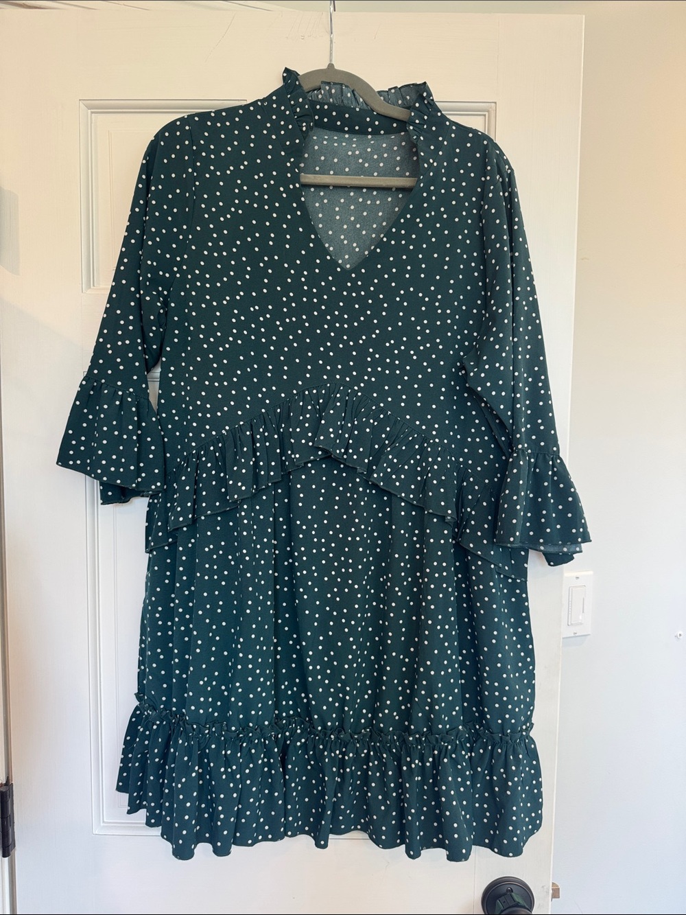 Anthropologie dot teal jade dress medium